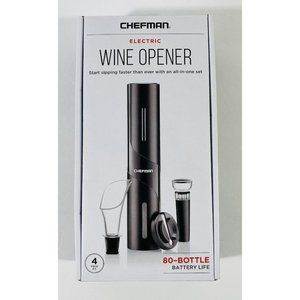 Chefman Electric Wine Opener Black Open Bottles Fast Foil Cutter Push Button